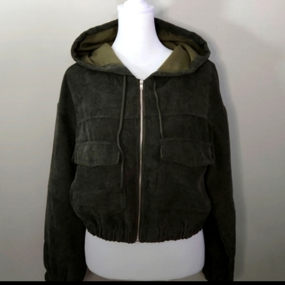 Zaful Corduroy Crop Hooded long sleeve top - Picture 13 of 16